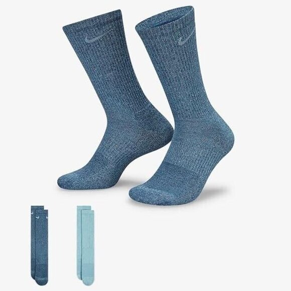 Men's Nike Everyday Plus Dri-FIT Cushioned Crew Socks 2 Pack Blue - Picture 3 of 5